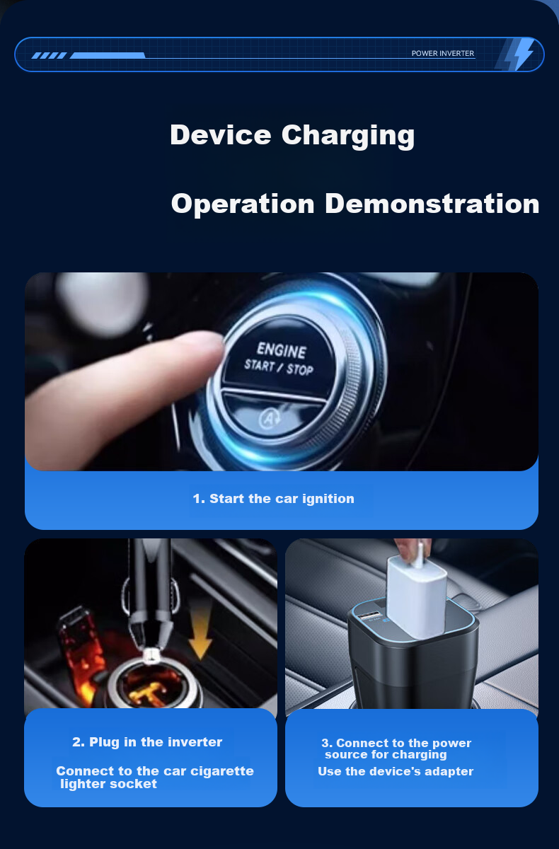 WITGOER Car Power Inverter, 12V/24V to 220V High-Power Converter, Cigarette Lighter Adapter, Super Fast Charging Socket Head 19