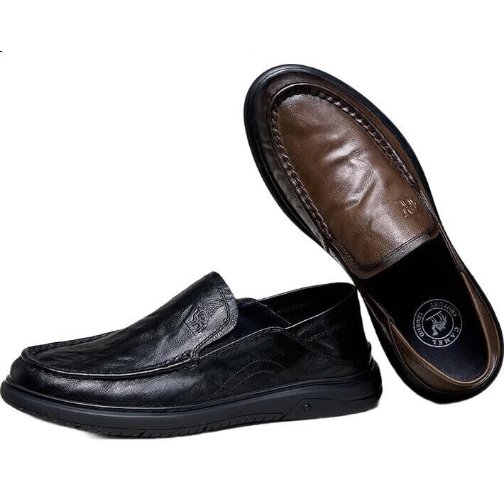 Мужские кожаные туфли CAMEL Classic Business, модель G15S155031, черные, размер 44