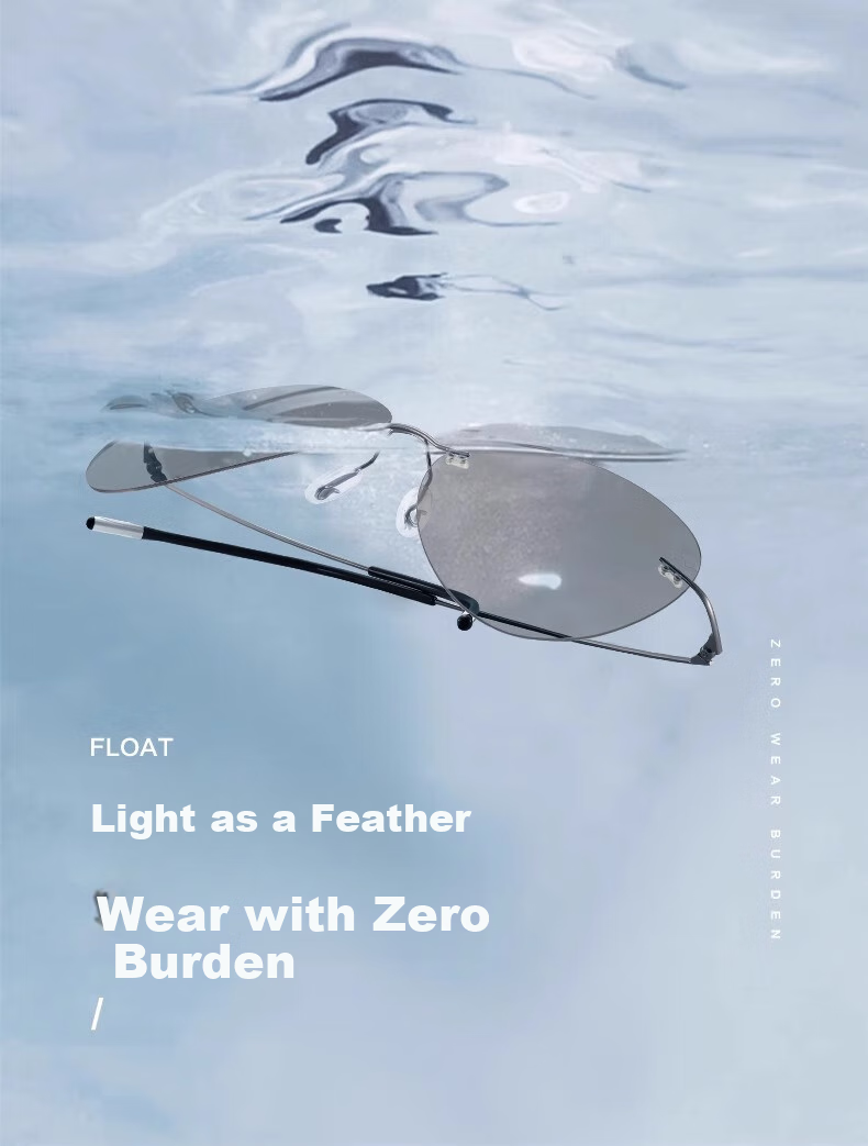 GOGOSOON Frameless Sunglasses for Men, Polarized Driving Pilot Frog-Eye Glasses, Ultra-Light Sunglasses, Specialized for Driving, Photochromic Glasses 3