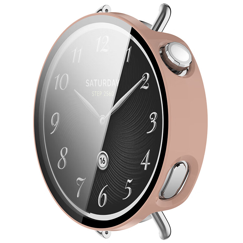 Защитное стекло KMaxAI для Xiaomi Watch S4 41мм с чехлом, полное покрытие, противоударное, розовый