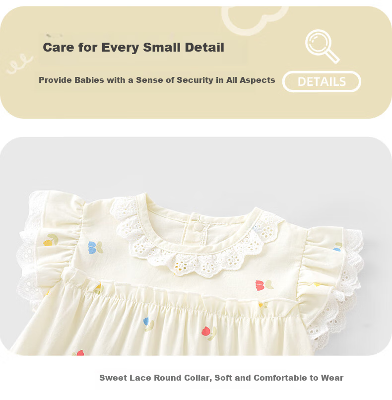 Youqi Baby Romper, Summer Thin Style, Pinafore, Infant Princess Outfit, Hundred-Day Bodysuit, Crawling Suit, Summer Clothing, Onesie 7