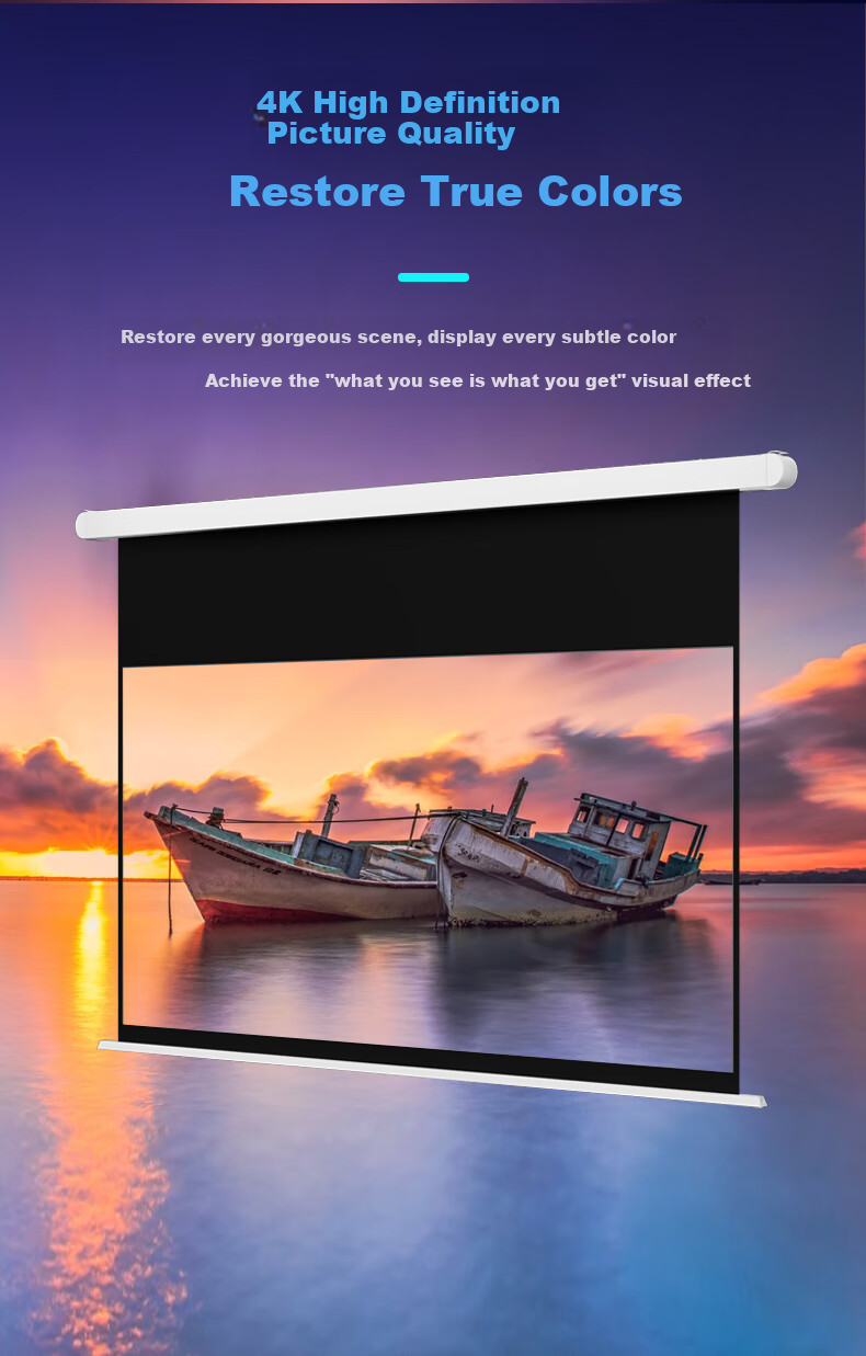 IN&VI Projector Screen 100-inch Small White Box Floating Pulley Wire Photon Home Automatic Lift Dual Power Electric Screen Compatible with XGIMI and JmGO Projectors 6