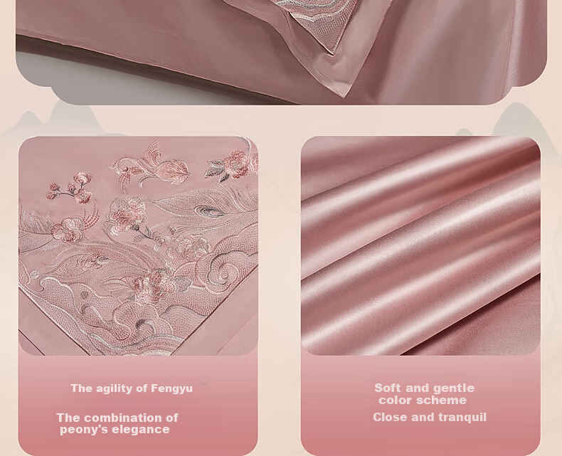 Bailisi Home Textile Four-Piece Set, 100-Count Long-Staple Cotton High-Count Sateen Bedding Set Including Bedsheet, Duvet Cover, And Quilt 8