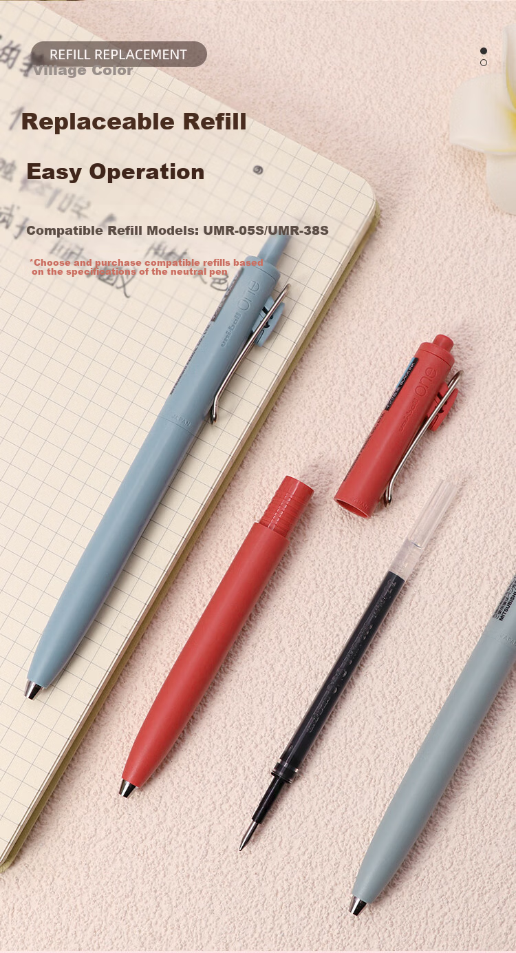 Uni-Mitsubishi Uni-Ball One Series, Small Concentrated Core Second Generation Blue Gel Pen, Aesthetically Pleasing 0.5mm Signing Pen, UMN-SF 5 Pcs 10