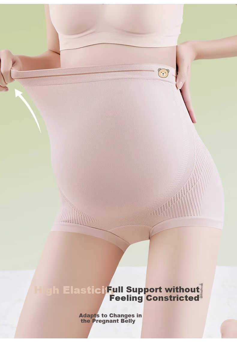 FENYE Maternity High-Waist Underwear with Extended Crotch for Late Pregnancy, Seamless Large-Size Thin Boxers 4