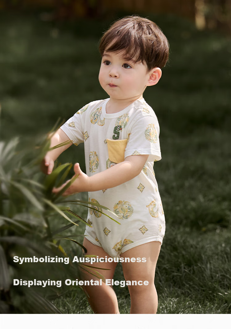 Wismorni Baby Romper, Summer Short-Sleeve Infant Clothing, Breathable Triangle Bodysuit, Full Moon Outfit 1