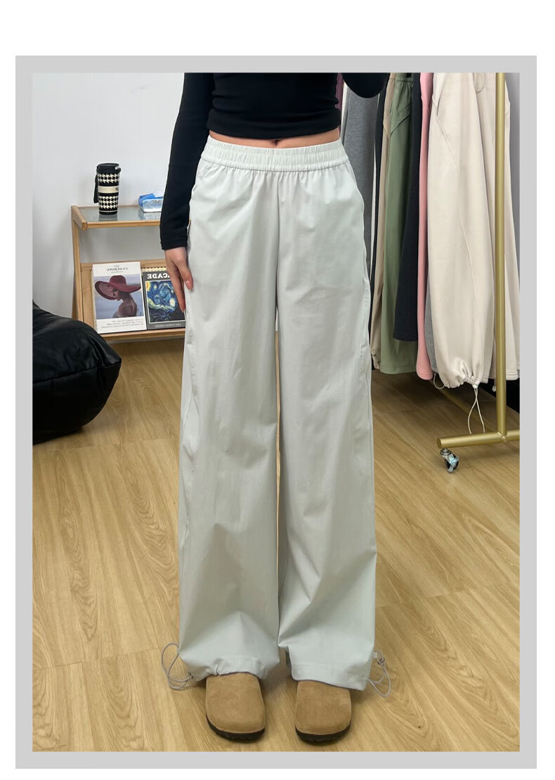 Langsha Women's American Style Quick-Dry Work Pants Summer 2026 New Loose Straight High Waist Slim Casual Sports Pants 18
