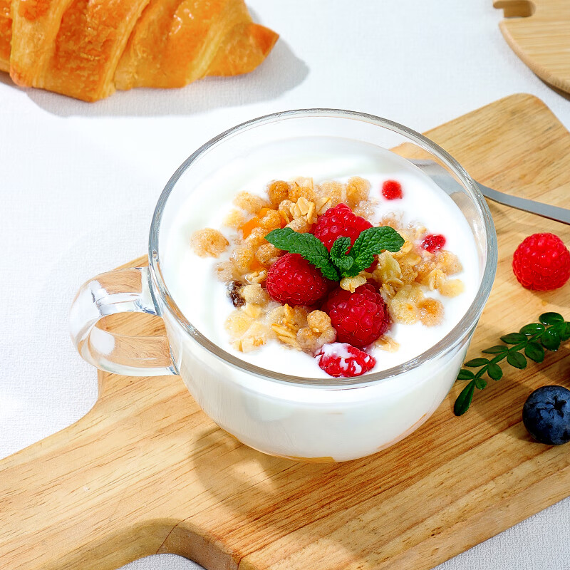 BJ Oatmeal Cup, Milk Cup, Cereal Bowl, Heat-Resistant Glass Fruit Juice Cup, Breakfast Cup + Lid + Spoon, 450ml