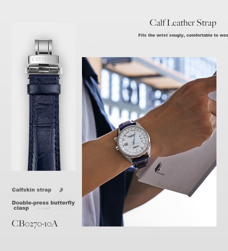 CITIZEN Watch for Men, Japanese And Korean Style, Eco-Drive, Radio-Controlled, Black Dial, Steel Band, Business Style, Gift for Boyfriend, CB0275-83E 4