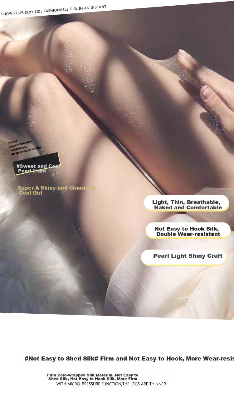 LangSha Luminous Silk Stockings for Women, Summer Thin Pantyhose, Sexy Invisible Base Layer Long Socks, Black 2 Pairs, One Size Fits All 3