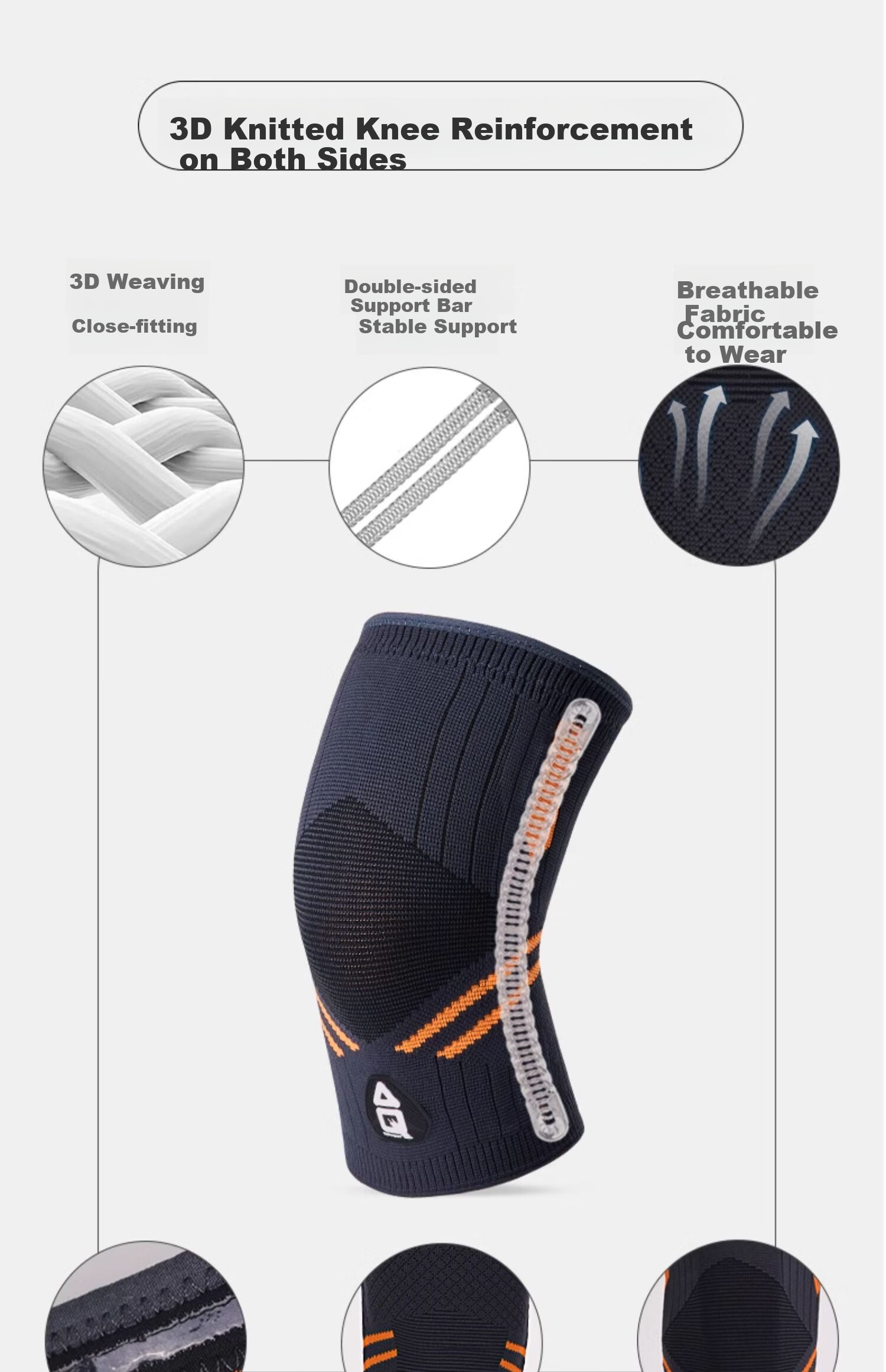 AQ Knee Brace for Sports Running Hiking Cycling, Specialized Knee Joint Protection Equipment, Black Red Blue 10502L, Single Pack 19