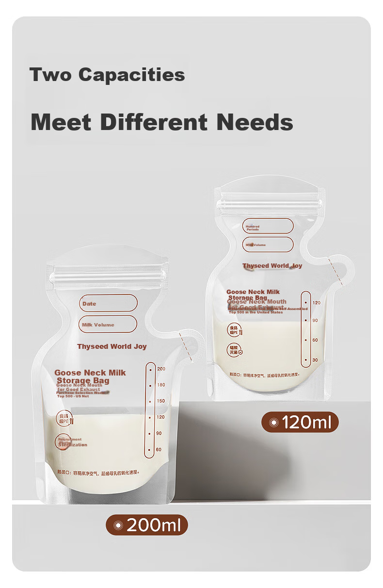 Shixi Transparent Breast Milk Storage Bags, Disposable Small Portable Breast Milk Storage Bags for Formula, 200ml*30 Pieces 14
