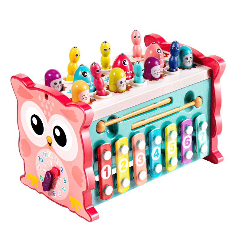Kakabeier Baby Toy 0-1 Year Multifunctional Six-Sided Whack-a-Mole Fishing Game Red Birthday Gift for Boys and Girls