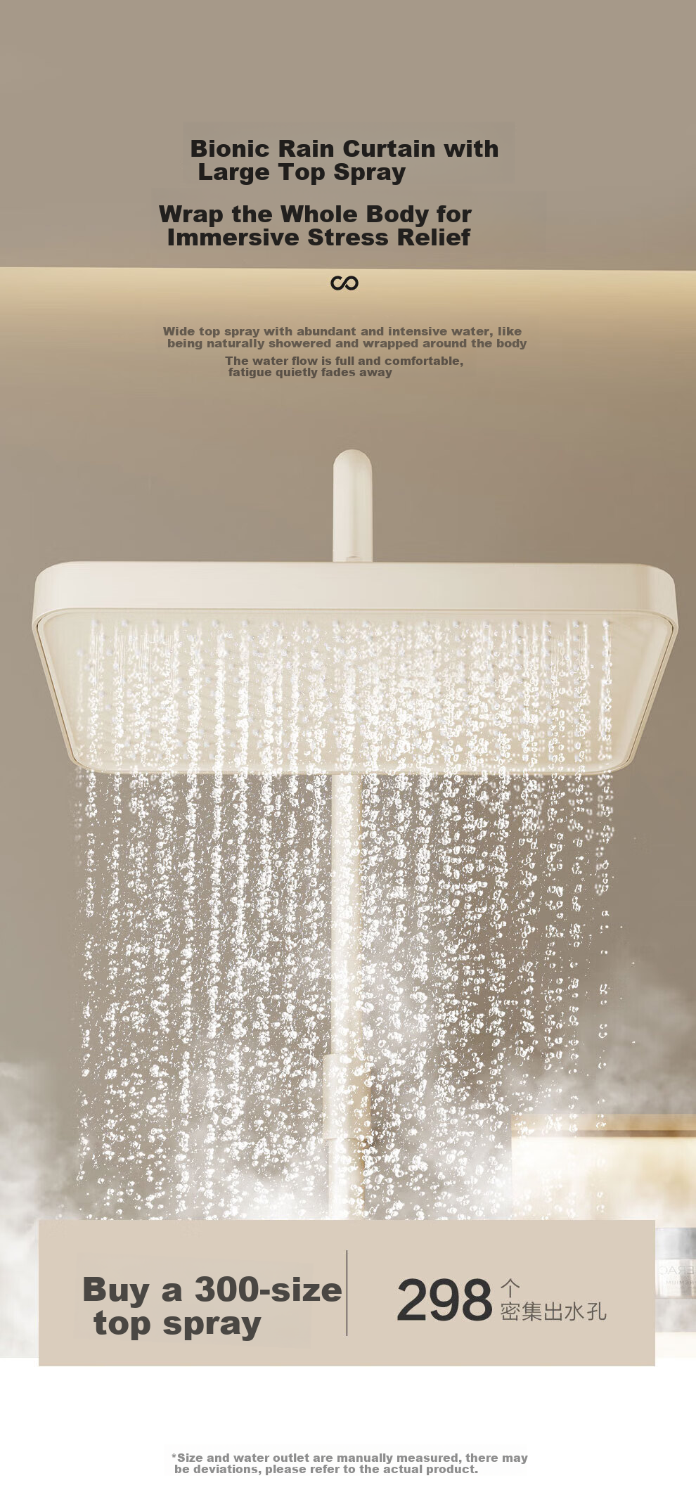 MICOE Shower Set, Cream White, Four-Function Pressurized Bathroom Shower, Piano Key Temperature Control Shower Head, Complete Set M5 8
