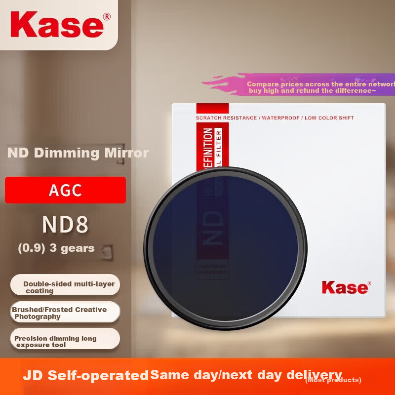 Kase ND Filter ND8 (Reduced by 3 Stops) Medium Gray Density Filter for Waterfalls, Trails, Slow Shutter, Long Exposure 77mm AGC Versio