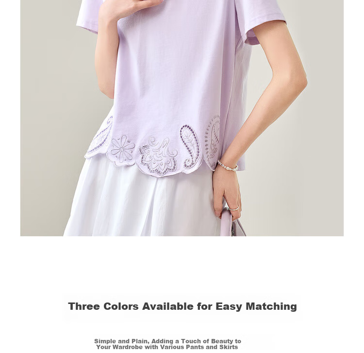 Sentubila Round Neck Hollow Embroidered Short Sleeve T-Shirt Women Summer Elegant Slim Fit Casual Designer Inner Top 5