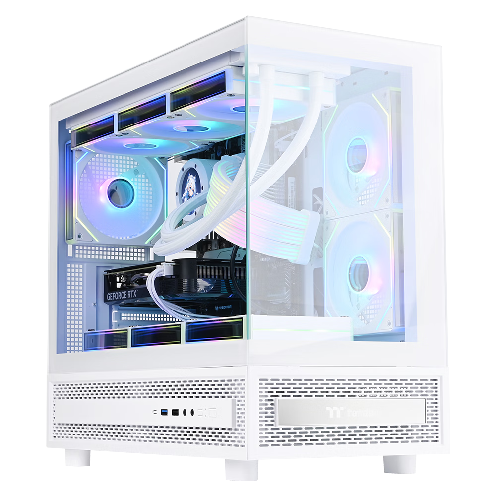 Thermaltake (Tt) Steel Shadow Transparent S-M Seaside View Case, Computer Tower, White (M-ATX Motherboard/Supports 360mm Water Cooling/9 Fan Positions)