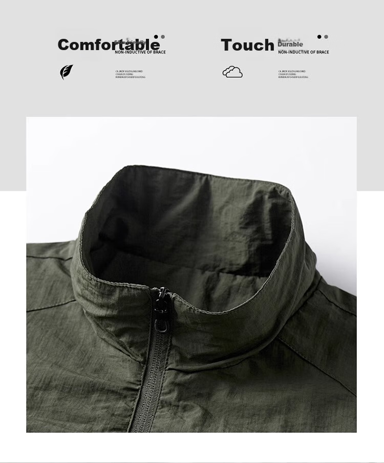 VANCAMEL Casual Jacket for Men, Autumn Outdoor Windproof And Waterproof Coat, Loose-Fitting Stand Collar Trendy Outerwear, Black, XL 3