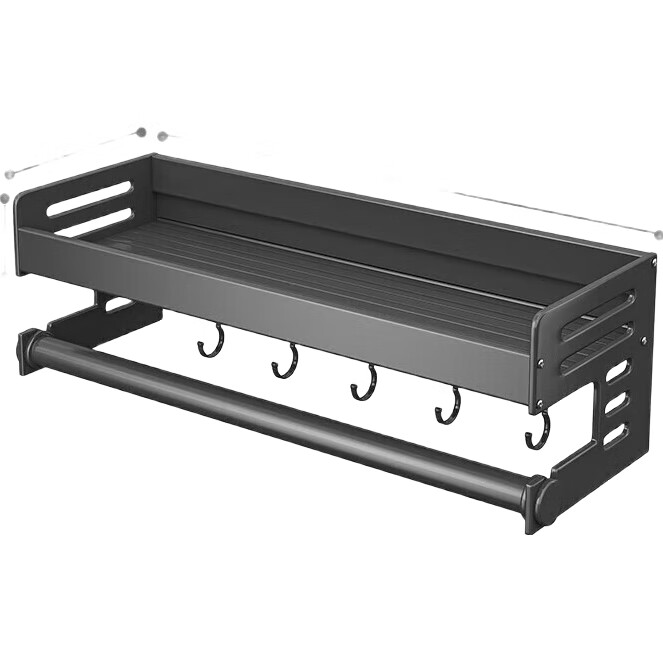 Кухонная полка MAXCOOK MCZW8374, 40 см, алюминиевый сплав, настенная, с крючками