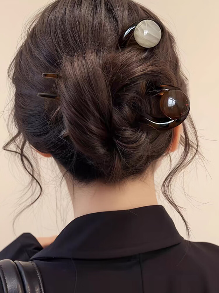 CHIMERA Vintage Round Bead New Chinese Style U-Shaped Hairpin Bun Maker Hair Stick for Women Birthday Gift Set of 2 1