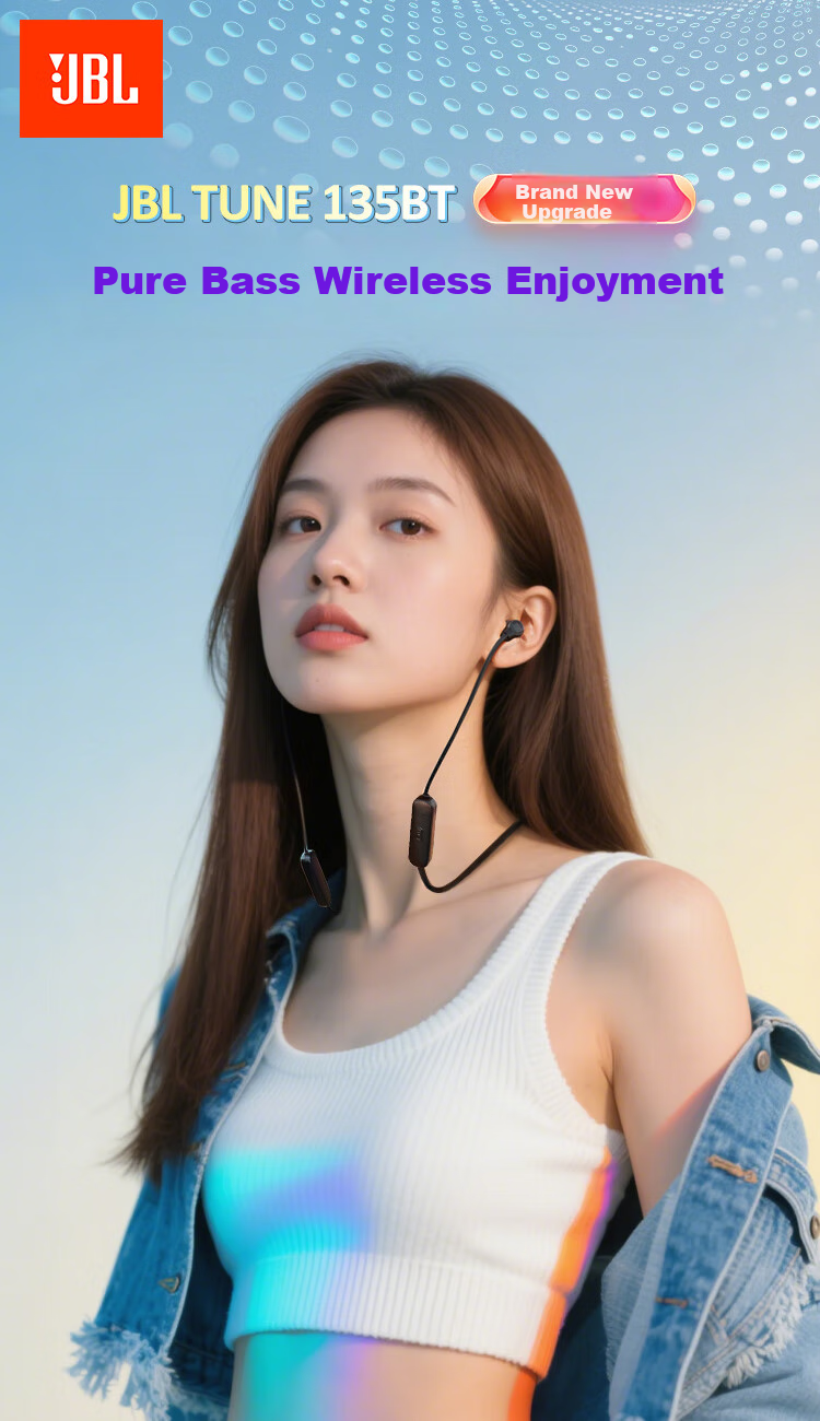 JBL TUNE 135BT Bluetooth Wireless Earphones, Neckband-Style Sports Headphones, Wireless Stereo Headphones Suitable for Apple Devices, Blue 2
