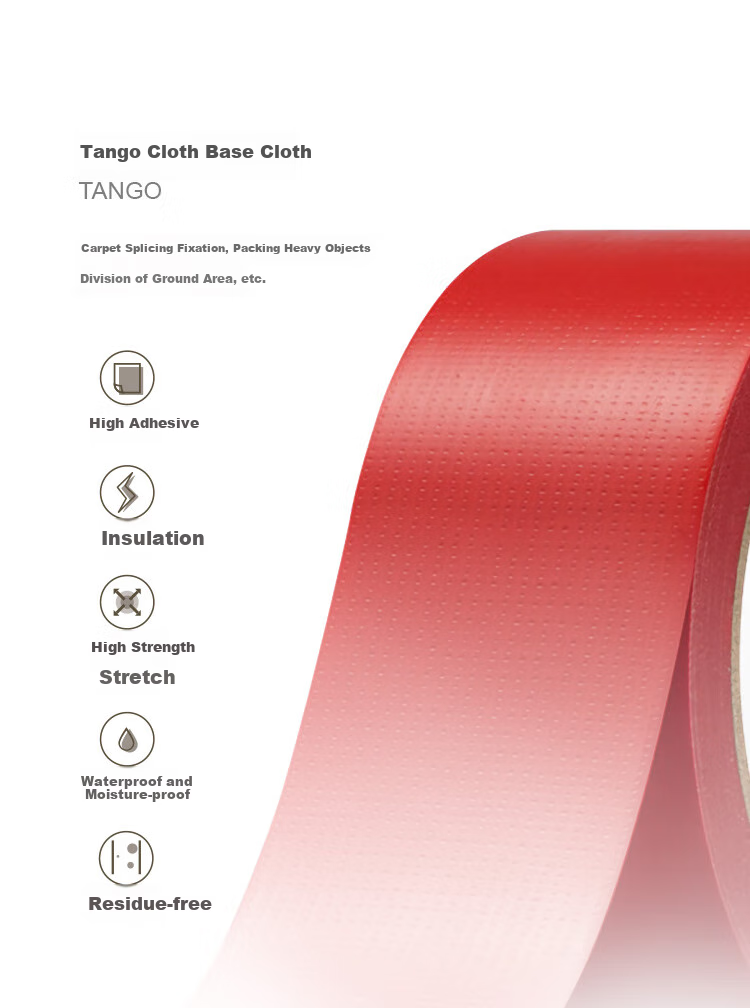 TANGO Office Strong Adhesive Tape High-Strength Carpet Splicing Fixing Line Tape Anti-Curl Edge Red 48mm*15y (13.7 Meters) 3 Rolls 2