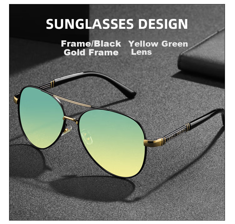 GOGOSOON New Pilot Sunglasses for Men, Driving-Specific Glasses, Photochromic Polarized Driving Sunglasses, Light-Sensitive Day And Night Fishing Sunglasses 17