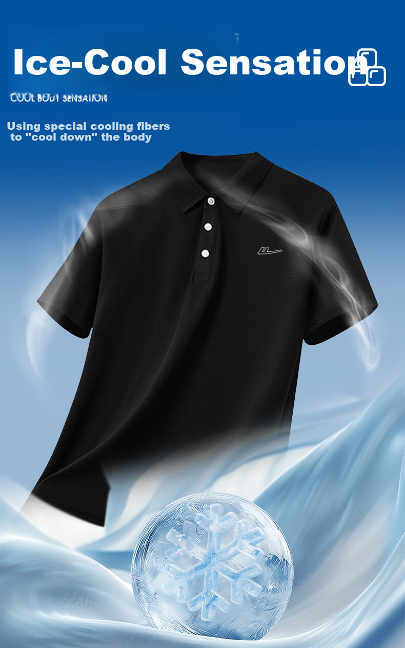 Huili Short-Sleeve Polo Shirt for Men, Outdoor Breathable Quick-Dry T-Shirt, Men's Collared Ice Silk Short-Sleeve T-Shirt, Sportswear Top 2