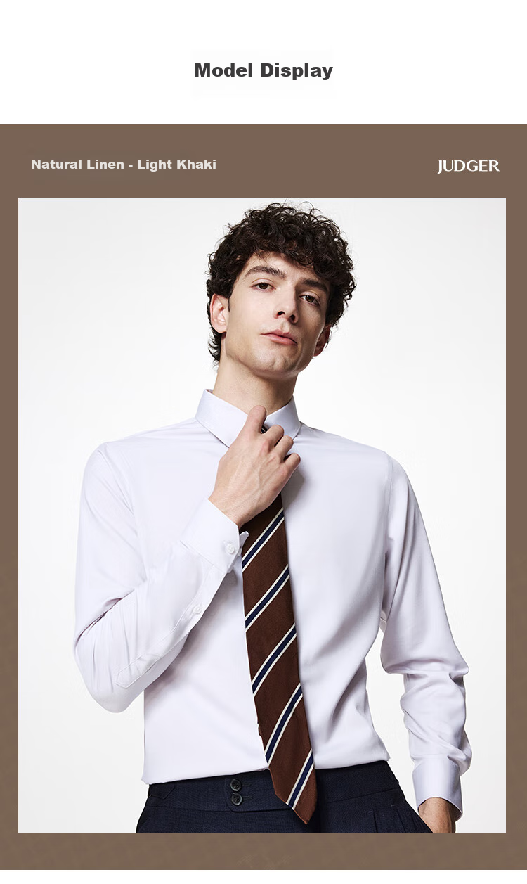 Judger [Linen Breathable] Men's Shirt, Long Sleeve, Spring And Autumn, High-End Feel, Lightweight, Breathable, Skin-Friendly, Soft, Crisp, Smooth Dress Shirt 3