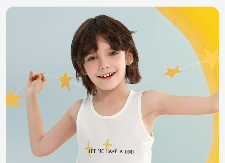 YING BO LUN Summer Boys' Tank Top, Pure Cotton Baby Undershirt, Children's Inner Wear Top, Class A Two-Piece Set, 20901, 130 7
