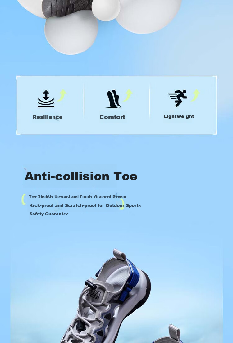 TOREAD Flagship Children's Sandals for Boys And Girls, Big Kids' Summer Shoes, Non-Slip Closed-Toe Beach Shoes, Premium Gray-Green Color, Size 32 6