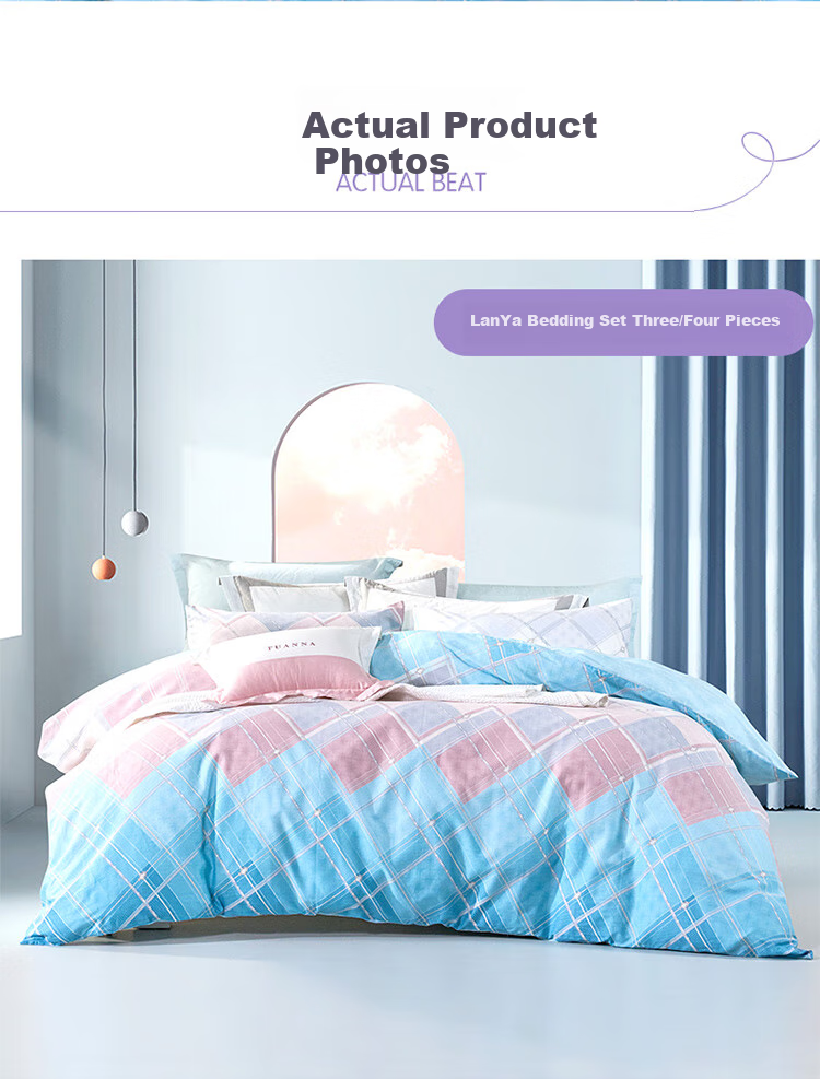 Bravo Fuanna Four-Piece Bedding Set, 100% Pure Cotton Duvet Cover And Bedsheet, King Size Bedding Set for 1.8-Meter Bed 6
