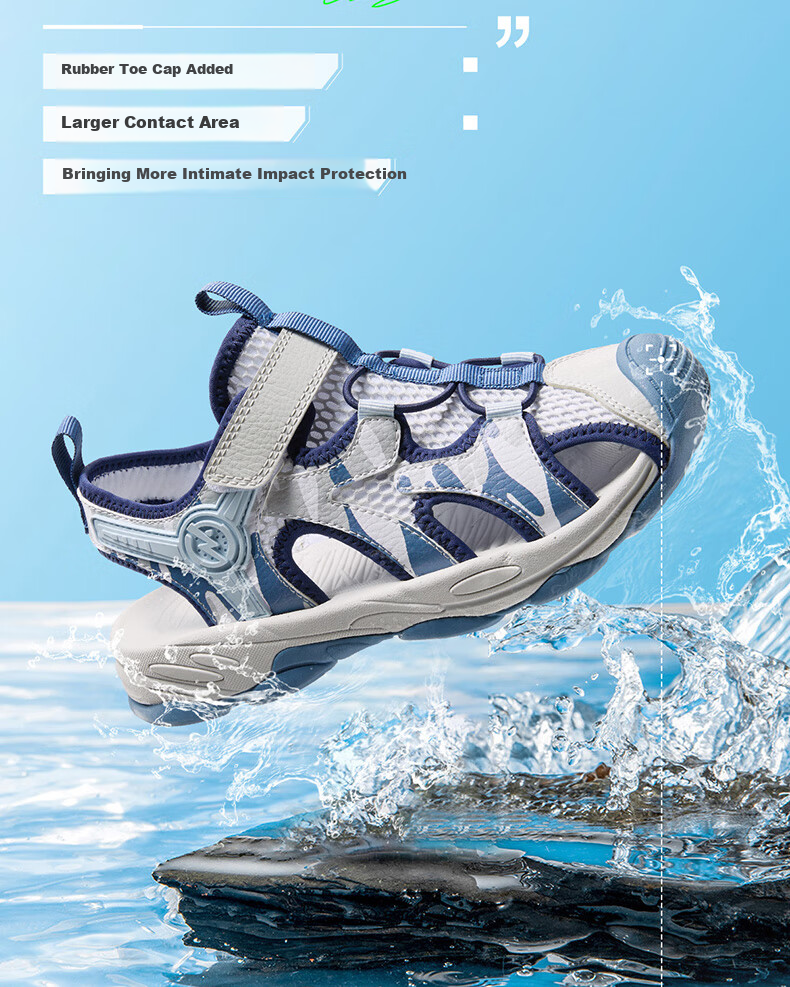 361° Children's Sandals, Summer 2026, for Boys And Girls Aged 3-12, Breathable, Anti-Collision, Closed-Toe Beach Sandals, Pink, Size 37 5