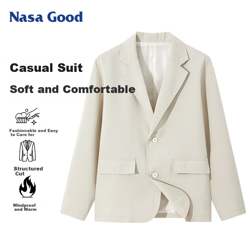 NASA GOOD Men's Suit Jacket, Autumn Korean Style Trendy Business Casual Blazer, Groom's Single Coat, Formal Wear, Size L
