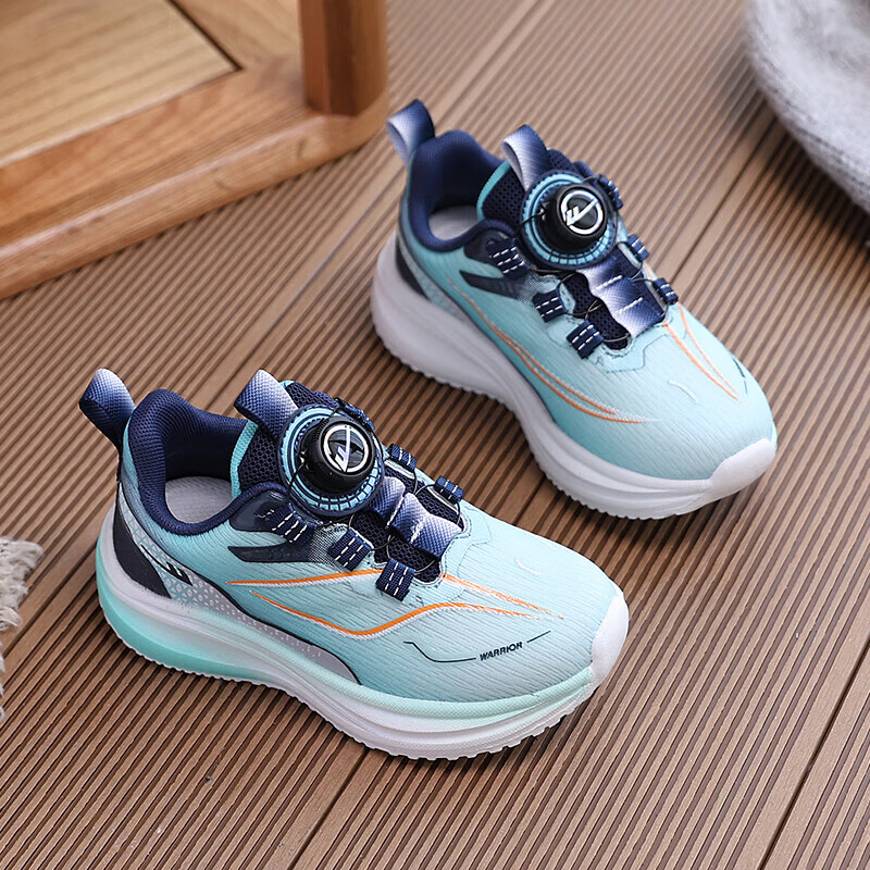 Warrior Children's Shoes, Boys And Girls Running Shoes, New Year's Rotary Buckle Casual Sneakers, WZ-B779T, Blue, Size 38