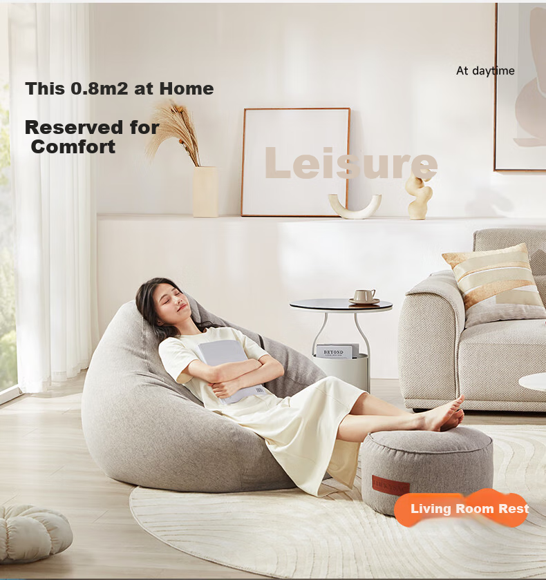 LUCKYSAC Lazy Bean Bag Sofa EPP, Single Fabric Sofa for Living Room, Bedroom, Balcony, Premium Warm Gray Color 10