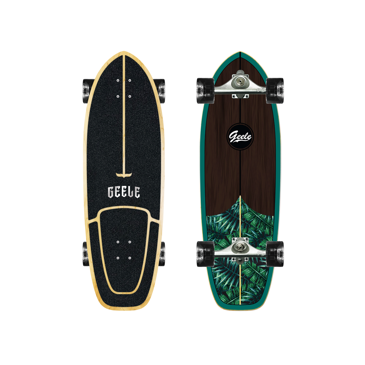 GEELE Land Surfboard Adult Professional Skateboard Snowboard Simulation Four-Wheel Beginner Skateboard Walnut Leaf