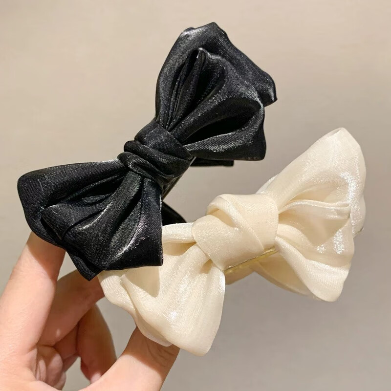 Jiaoxuefei Double-Sided Bow Bun Hair Claw Clip Luxury Hair Tie Hair Accessory Shark Clip High Ponytail Hairpin Back of Head Clip
