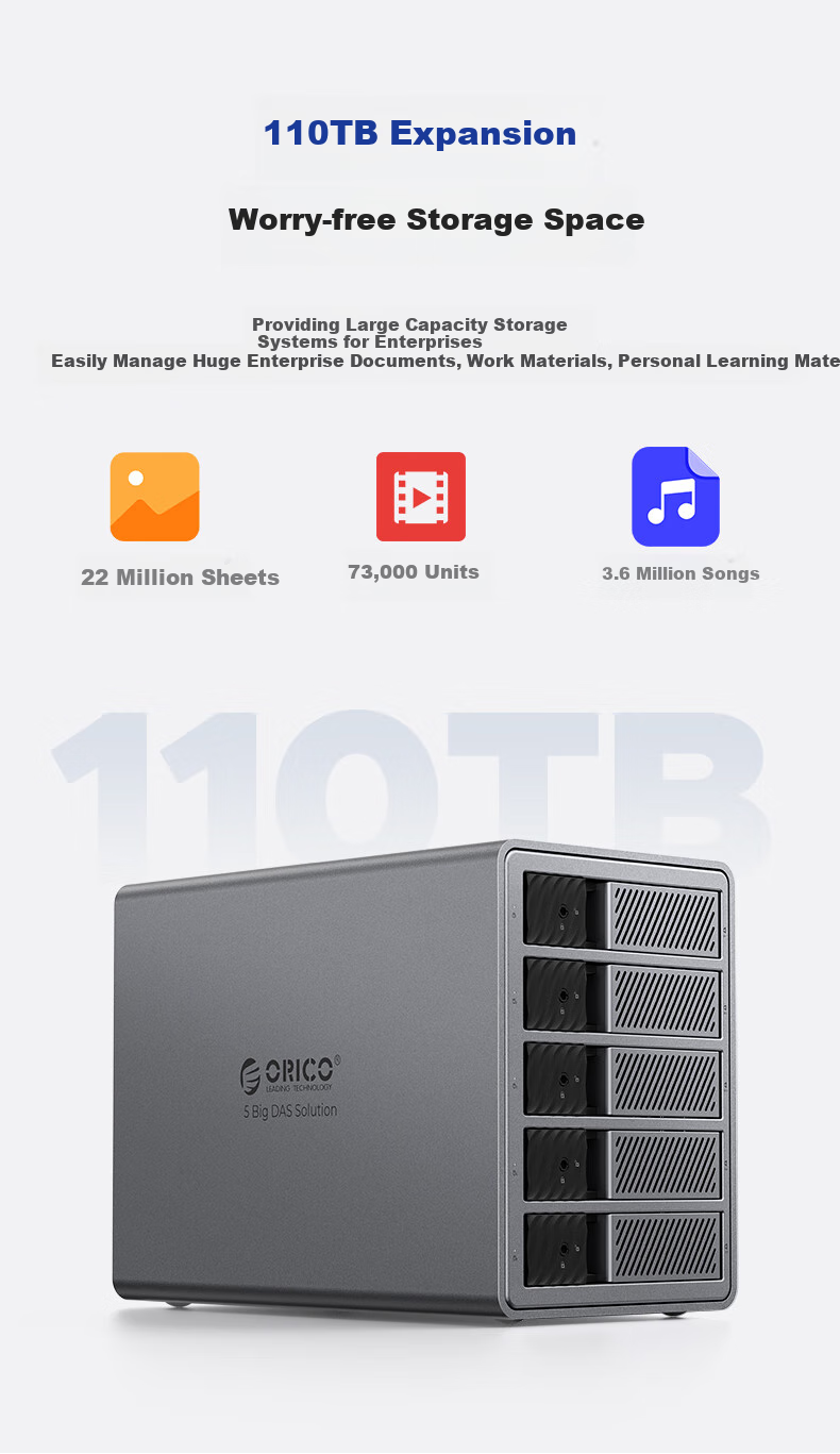 ORICO 3.5 Inch Multi-Bay SATA Mechanical Hard Drive Enclosure Disk Array Hard Drive Cage External Mobile Storage Full Aluminum 9858RU3 3