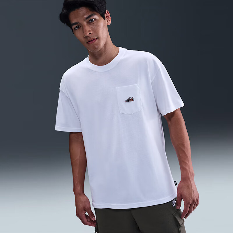 NIKE Men's Short-Sleeve T-Shirt, Knitted Collarless, Sporty Casual, Simple Versatile HQ9243-100 White, 2XL 6