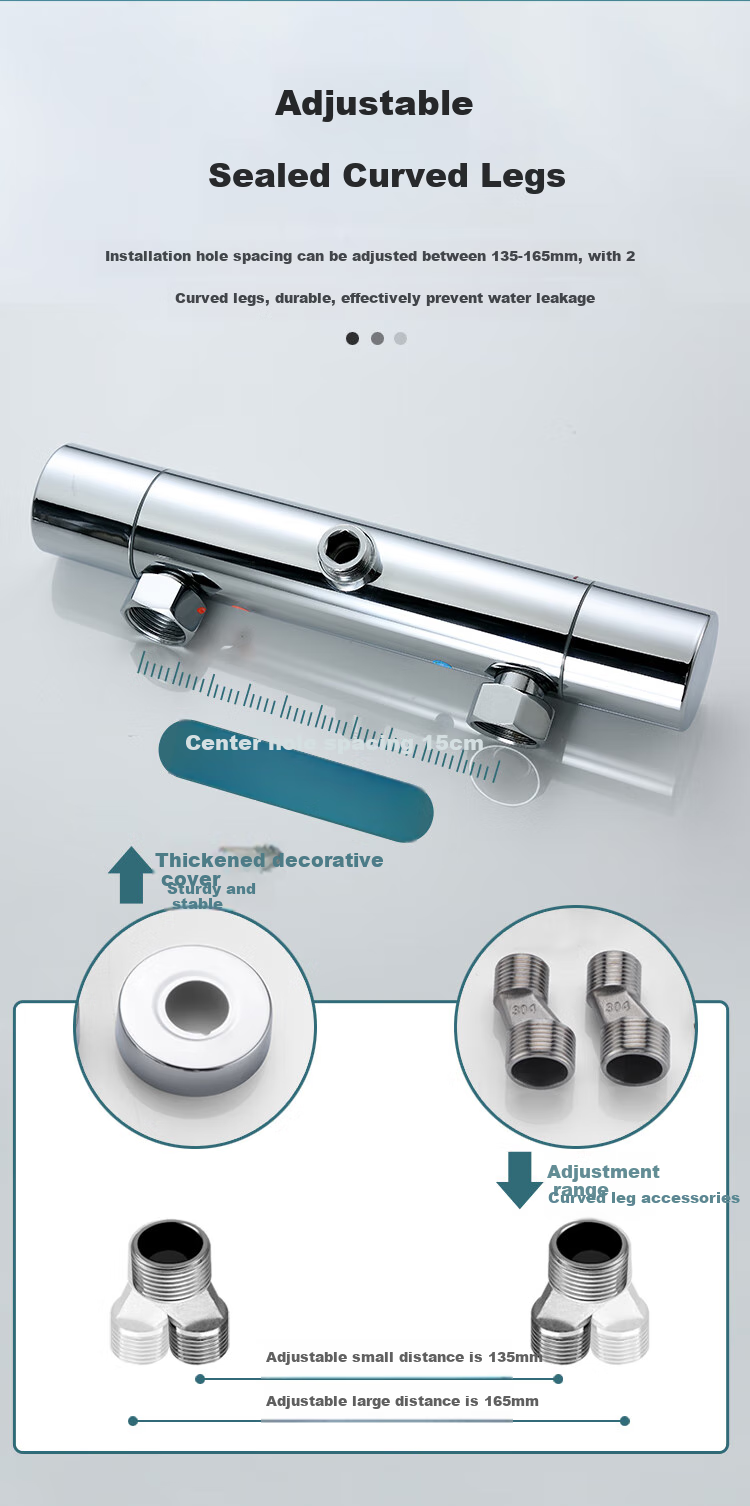 BSITN Constant Temperature Shower Head Complete Set with Smart Thermostatic Mixing Valve, Shower Faucet, Bathroom Pressure-Increasing Shower Head, Bright Silver 1390 6