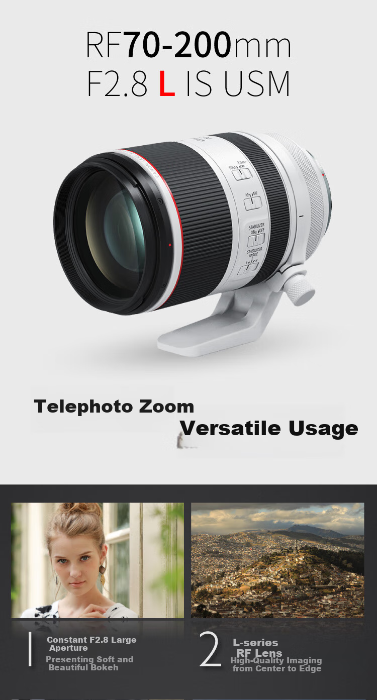 Canon RF70-200mm F2.8 L IS USM L-Level Telephoto Zoom Lens for EOS R System, Full-Frame Mirrorless Camera Specific, Filter Gift Set 2