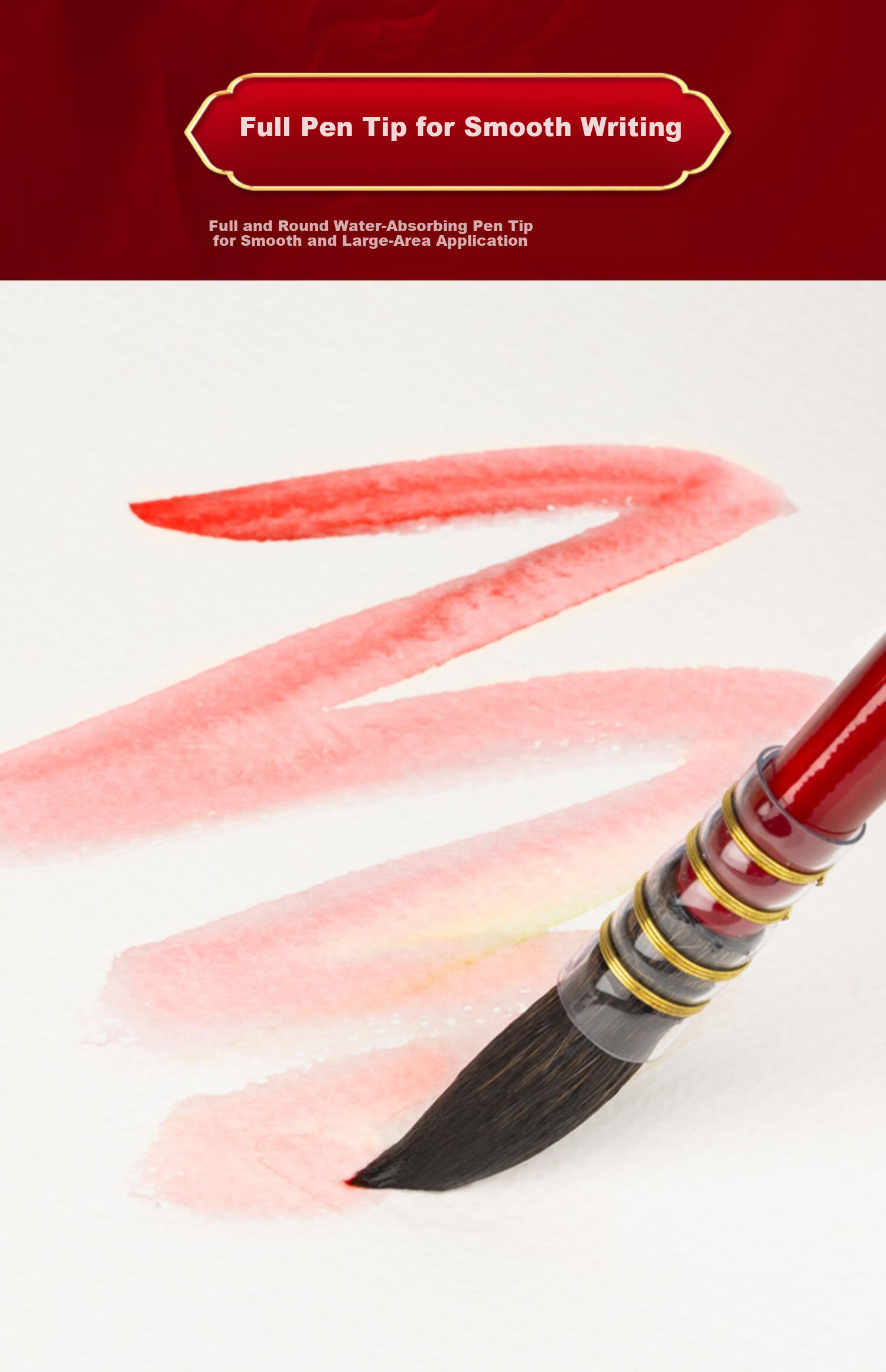 MAIRTINI Red Chubby Watercolor Brush, Squirrel Soft Bristle Absorbent Painting Brush, Academy Grade No. 3 Single Piece SS93-03 9