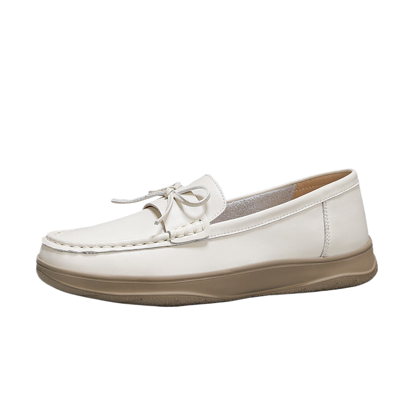 Zulijian Elderly Women's Shoes, Summer 2026, Breathable Low-Cut Flats, Mom Shoes, Ladies Casual Leather Shoes, 8692K Beige, Size 38
