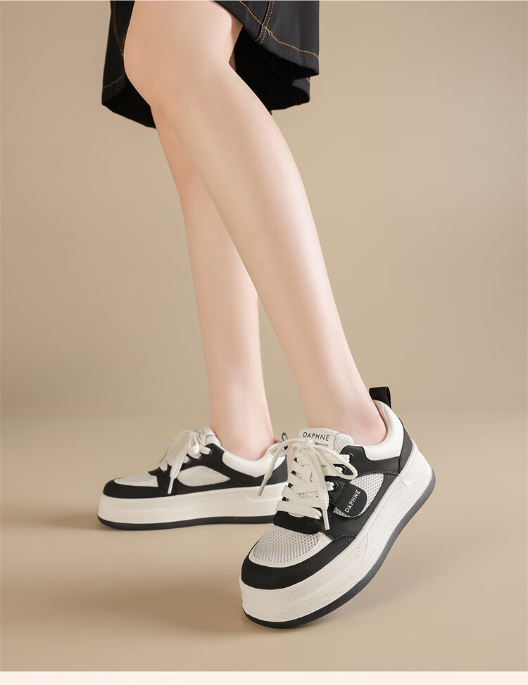 DAPHNE Women's Thick-Soled White Sneakers New Summer Mesh Casual Shoes Single Mesh Beige 39 9