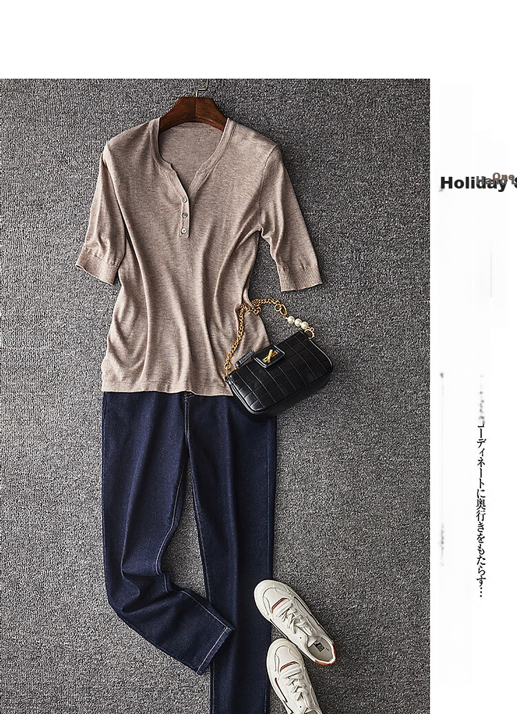 Dme [Baohe Milk Cheese] Spring And Summer Semi-Sheer Cardigan, Five-Quarter Sleeve, Petite Knit Sweater for Wome 3