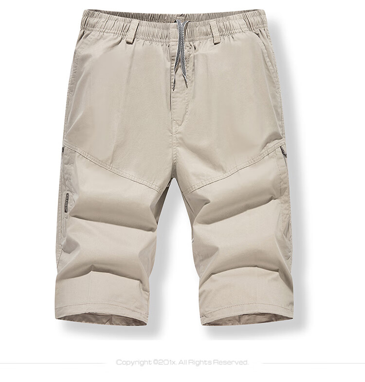 ROMON Summer Men's Pure Cotton Seven-Point Casual Breathable Drawstring Solid Color Simple Youth Workwear Beach Shorts 8