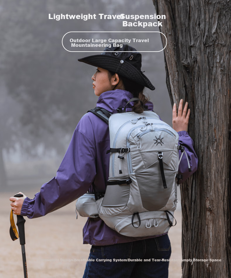 Shamushanzhuang Outdoor Hiking Backpack for Women And Men, Lightweight Double Shoulder 30L Trekking Travel Suspended Backpack, Moss Gree 1