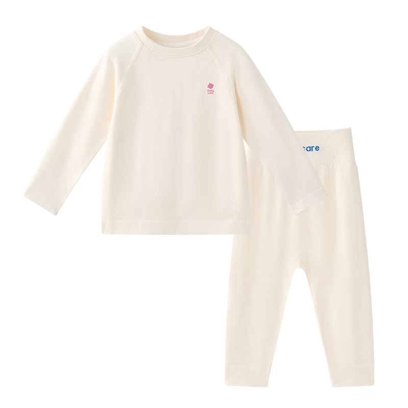 Babycare Camellia Children's Homewear Autumn Winter Pajamas One-piece Knit Underwear Set Shell White 100