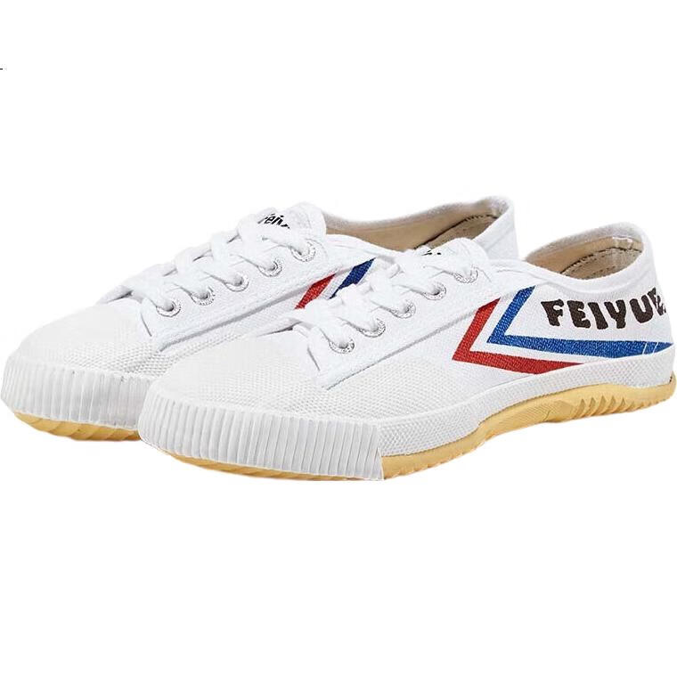 Мужские кроссовки Feiyue, повседневные, спортивные, низкие, на шнуровке, размер 35, белый/красный/синий